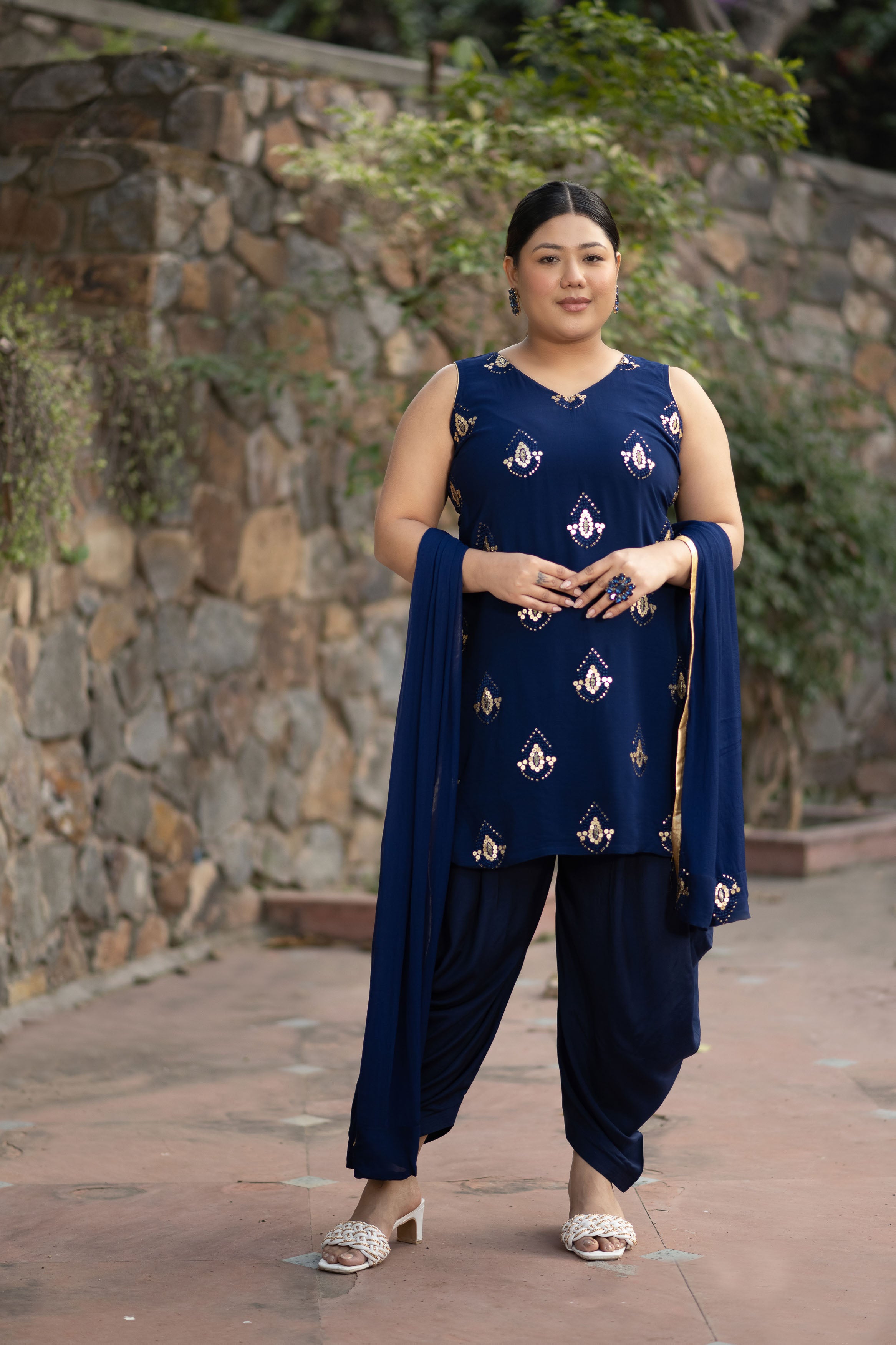 BUY DEEP BLUE PATIALLA SET ONLINE IN INDIA LABEL SHAURYA