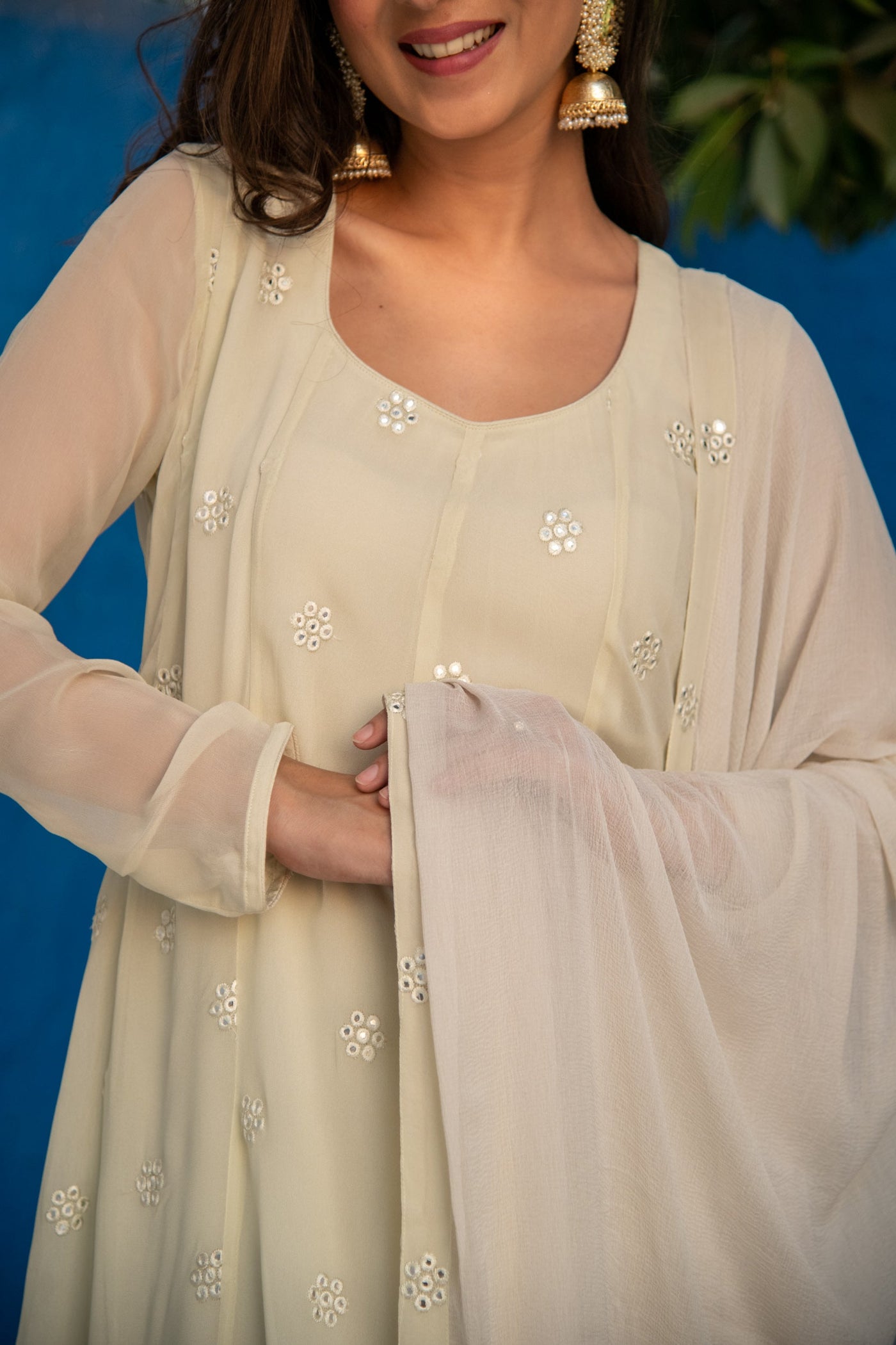 Ivory High Kali Anarkali set