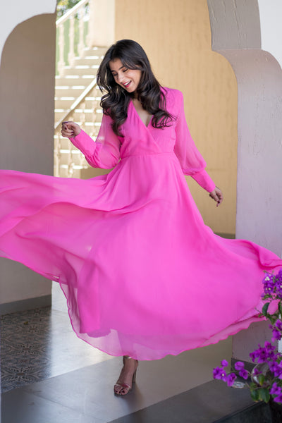 Baby Pink Georgette Maxi Dress