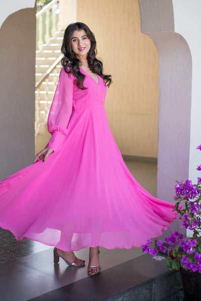 Baby Pink Georgette Maxi Dress