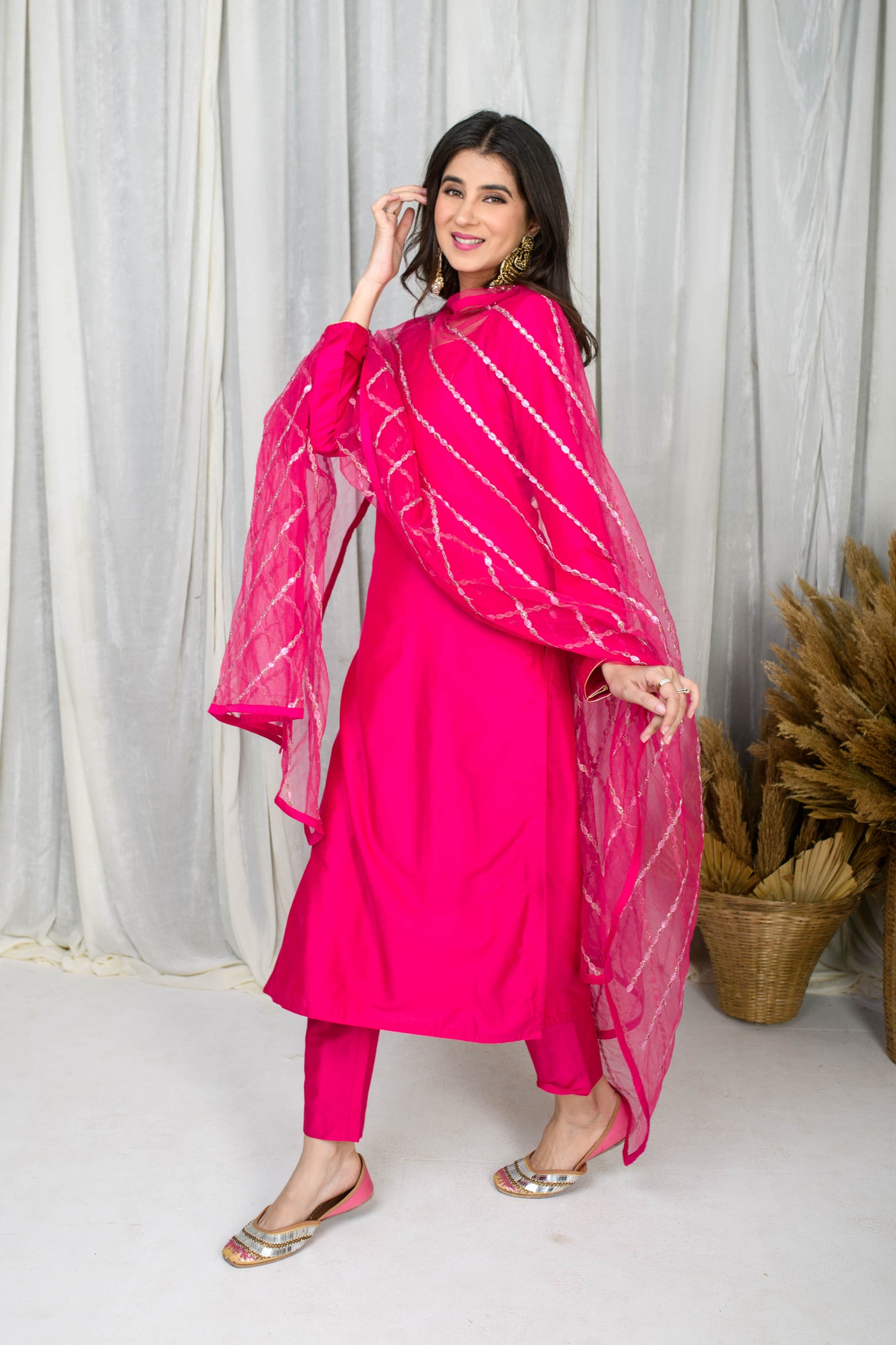 Pink Silk Kurta Set