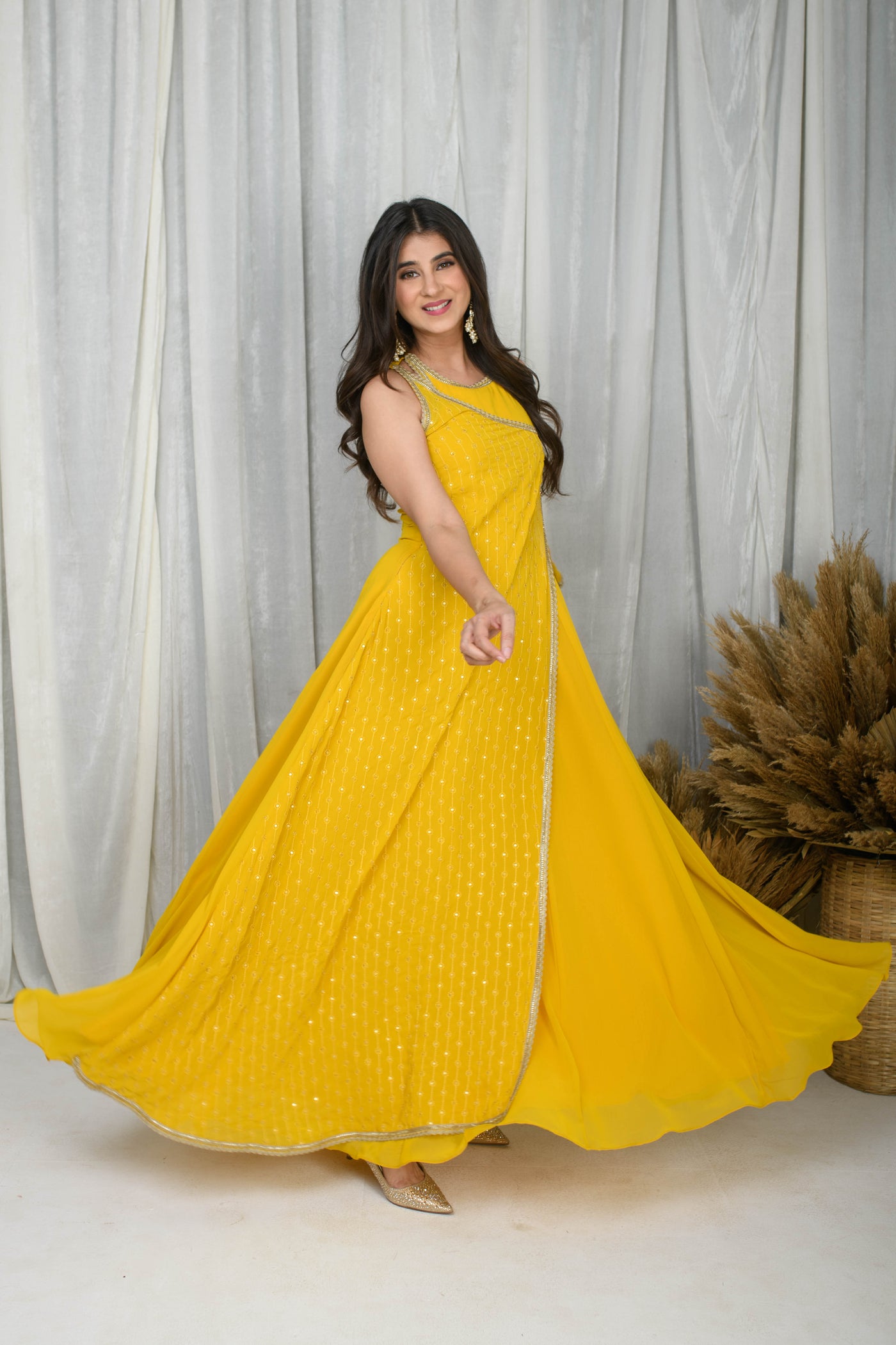 Yellow Overlap Gown