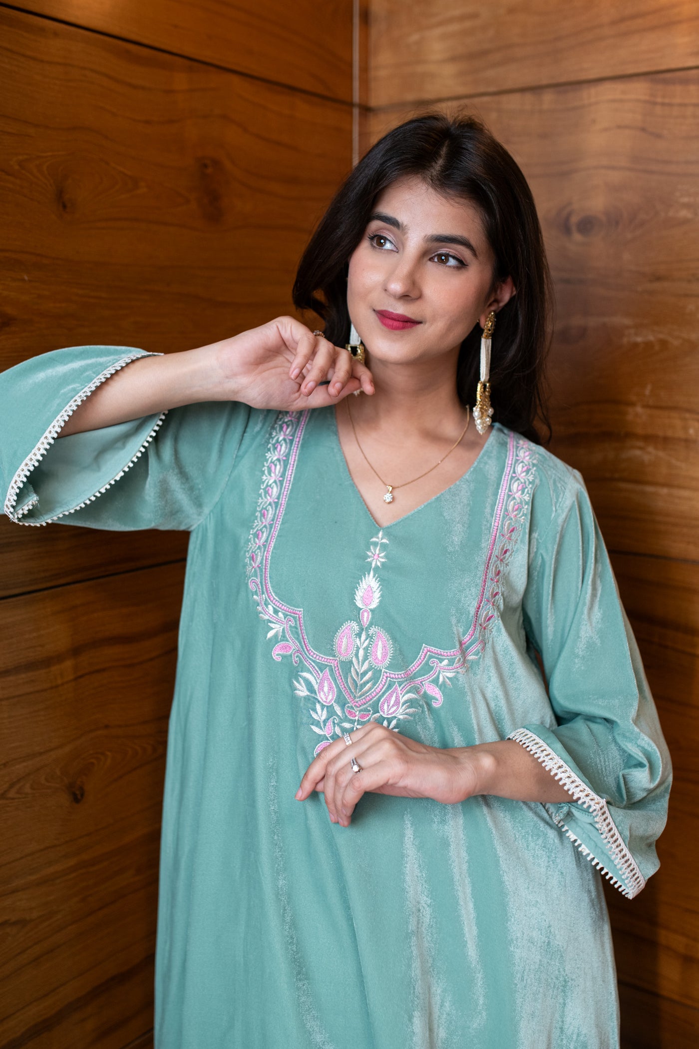 Velvet Mint Embroidered Co-Ord Set