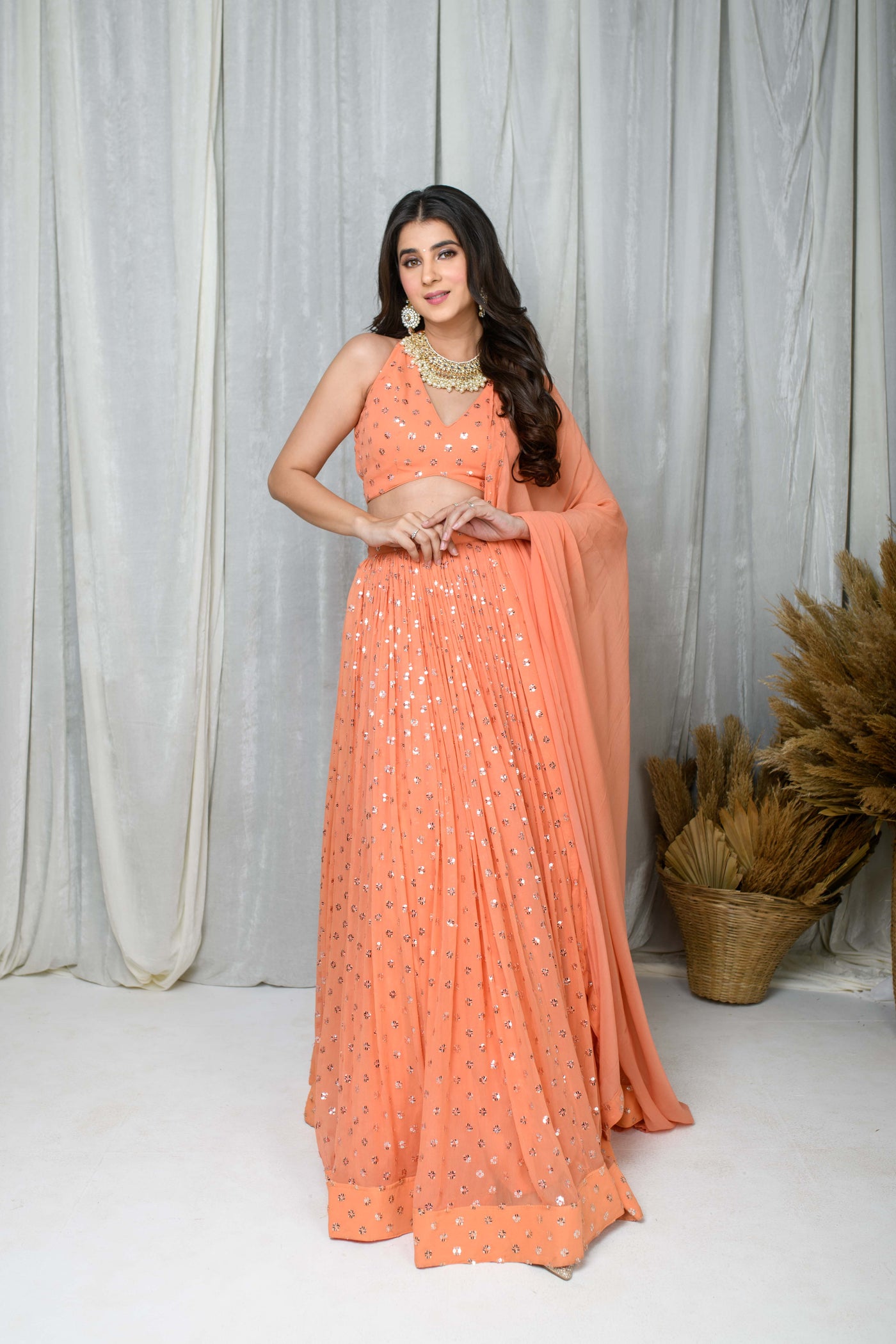 Peach Lehenga Set