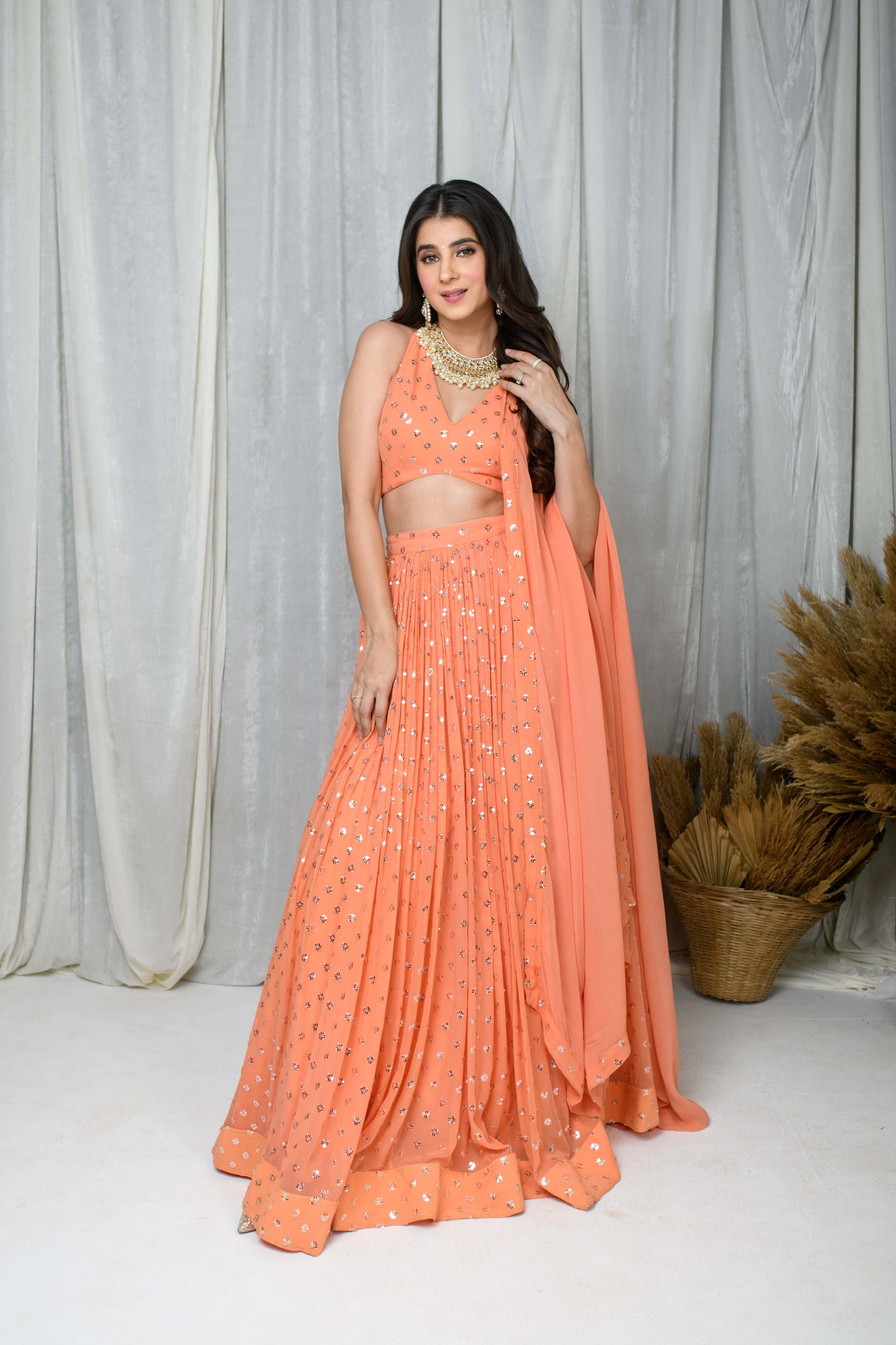 Peach Lehenga Set