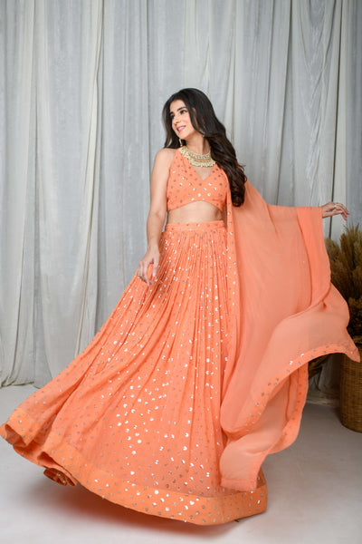 Peach Lehenga Set