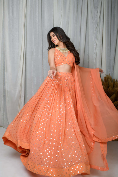 Peach Lehenga Set