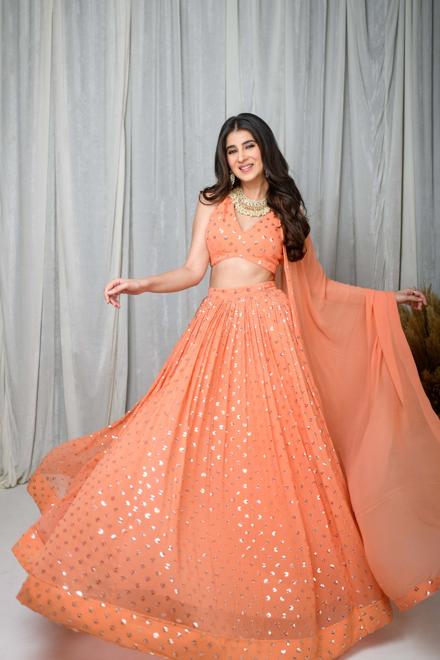 Peach Lehenga Set