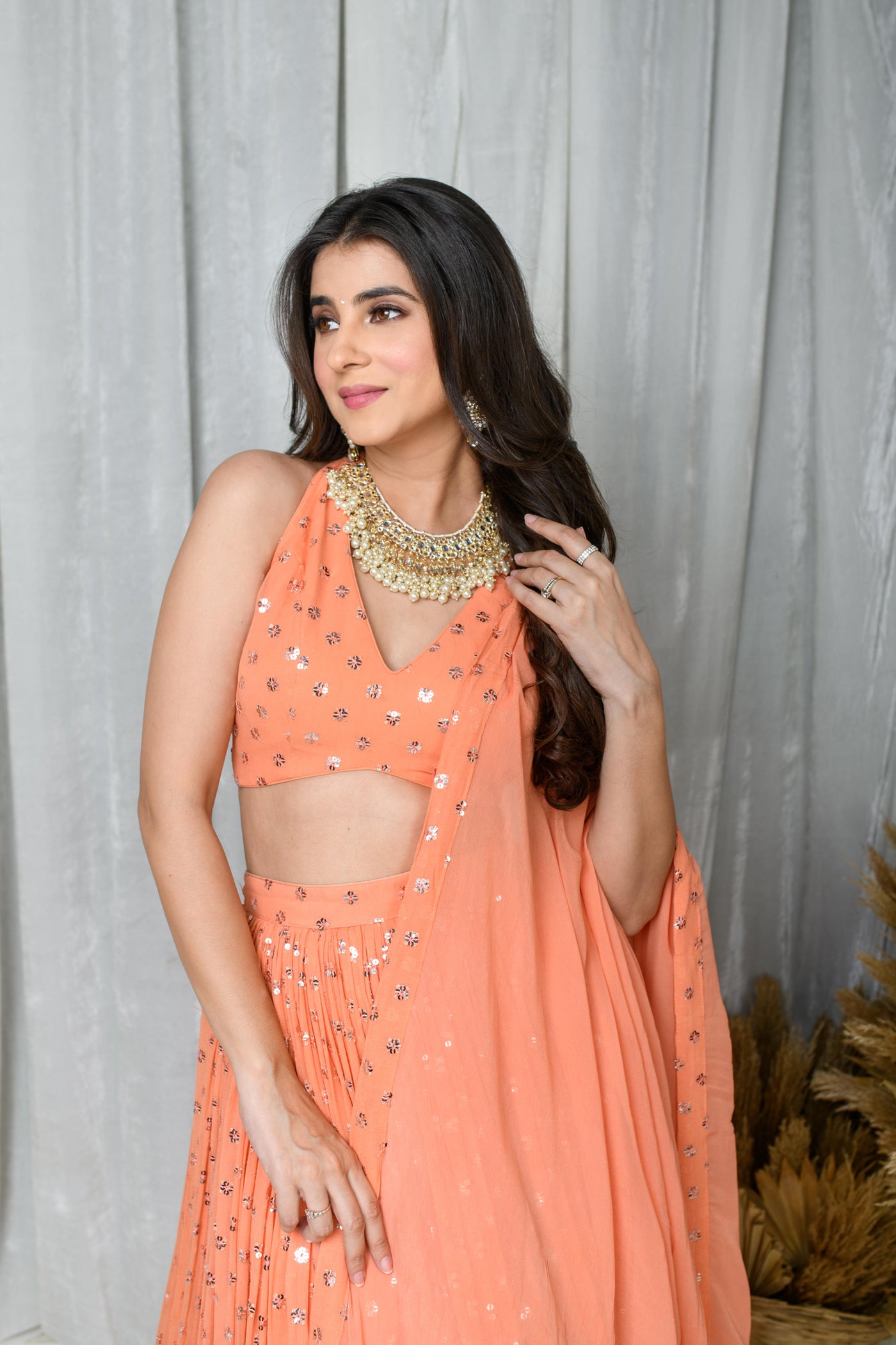 Peach Lehenga Set