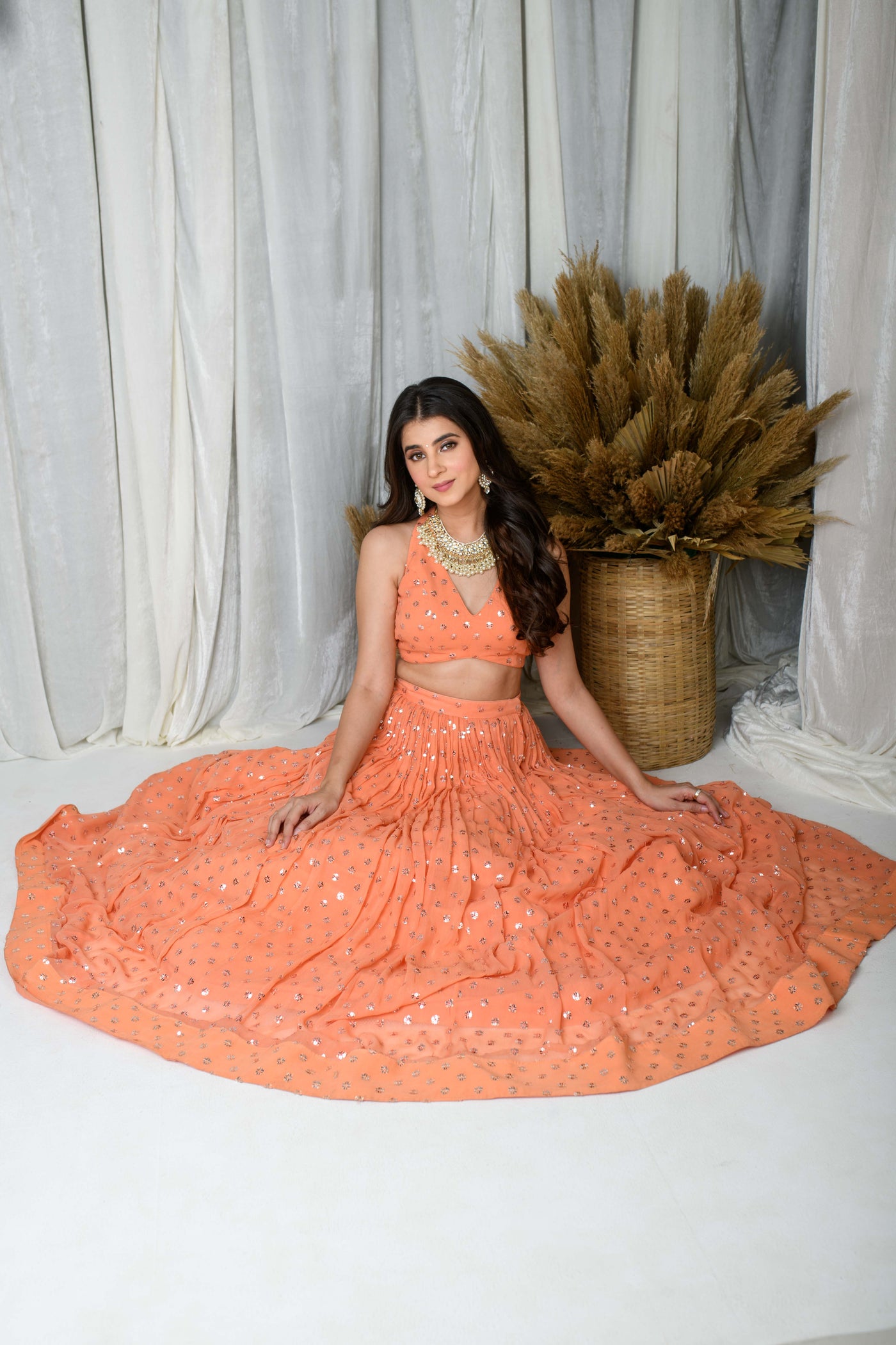 Peach Lehenga Set