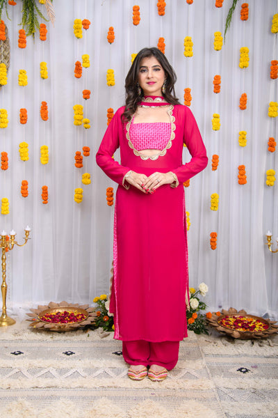 Rani Pink Kurta Set with Tube Top