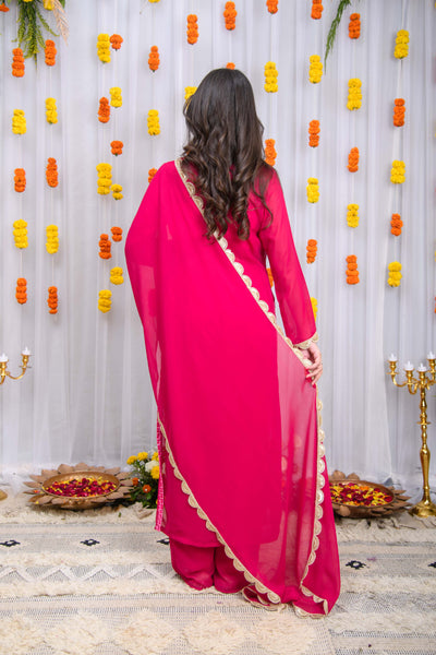 Rani Pink Kurta Set with Tube Top