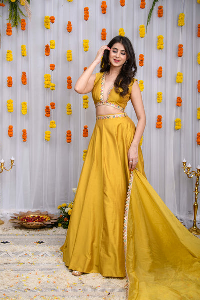 Mustard Silk Lehenga