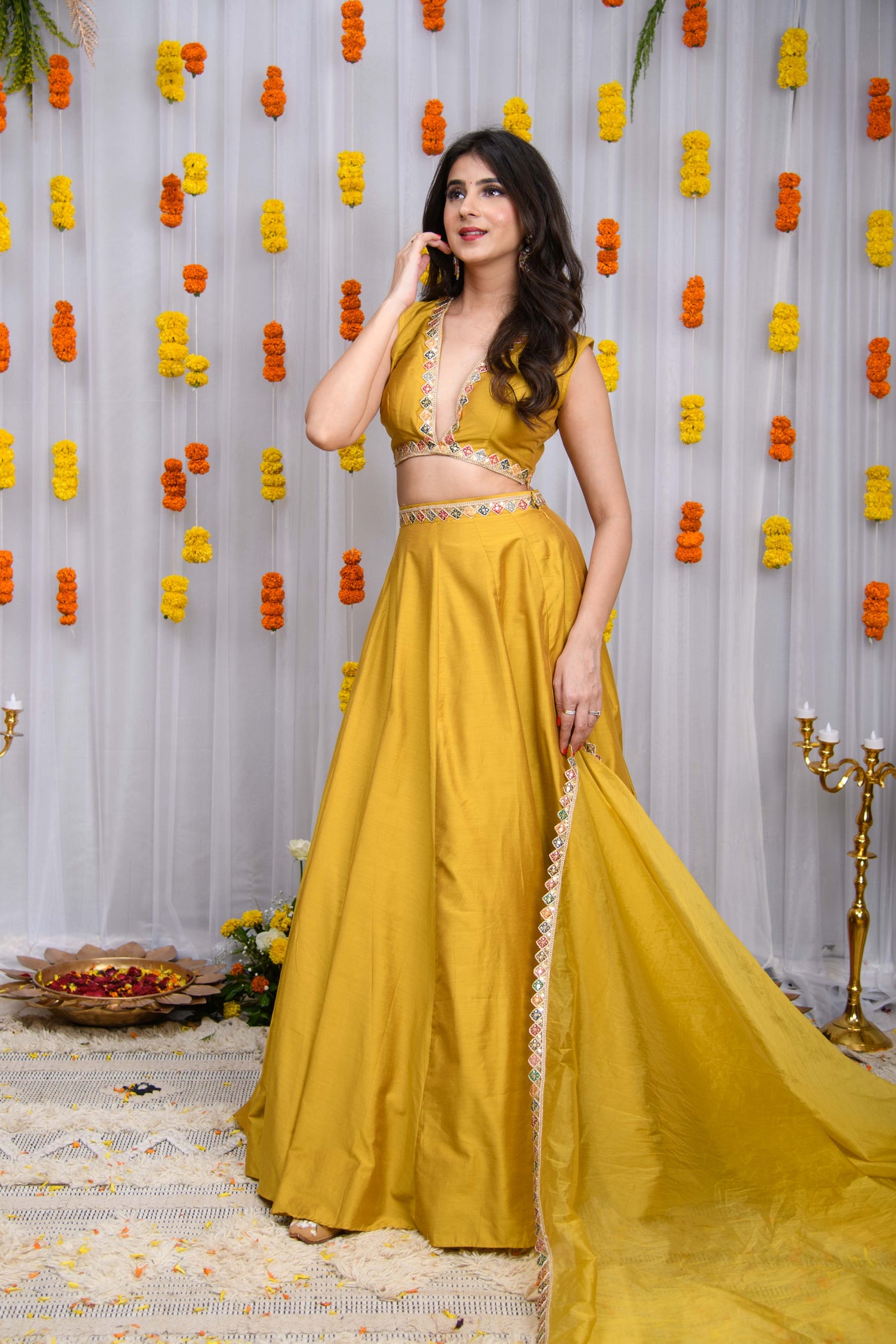 Mustard Silk Lehenga